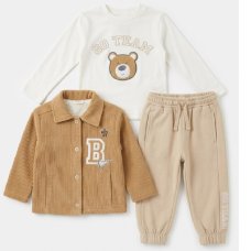 J16011: Boys Corduroy Jacket, Top & Jog Pant Outfit (2-4 Years)